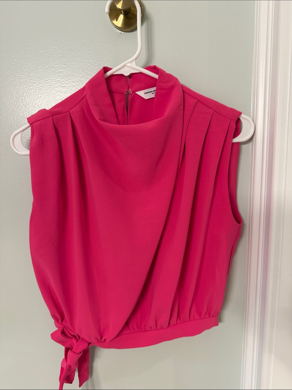 Amanda Uprichard Hot Pink Sleeveless Tie-Hem Camisole